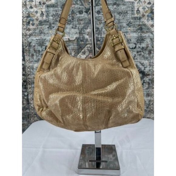 Coach Madison Maggie Handbag Embossed Gold Sparkle Leather Shoulder Bag 18932 - Picture 1 of 16
